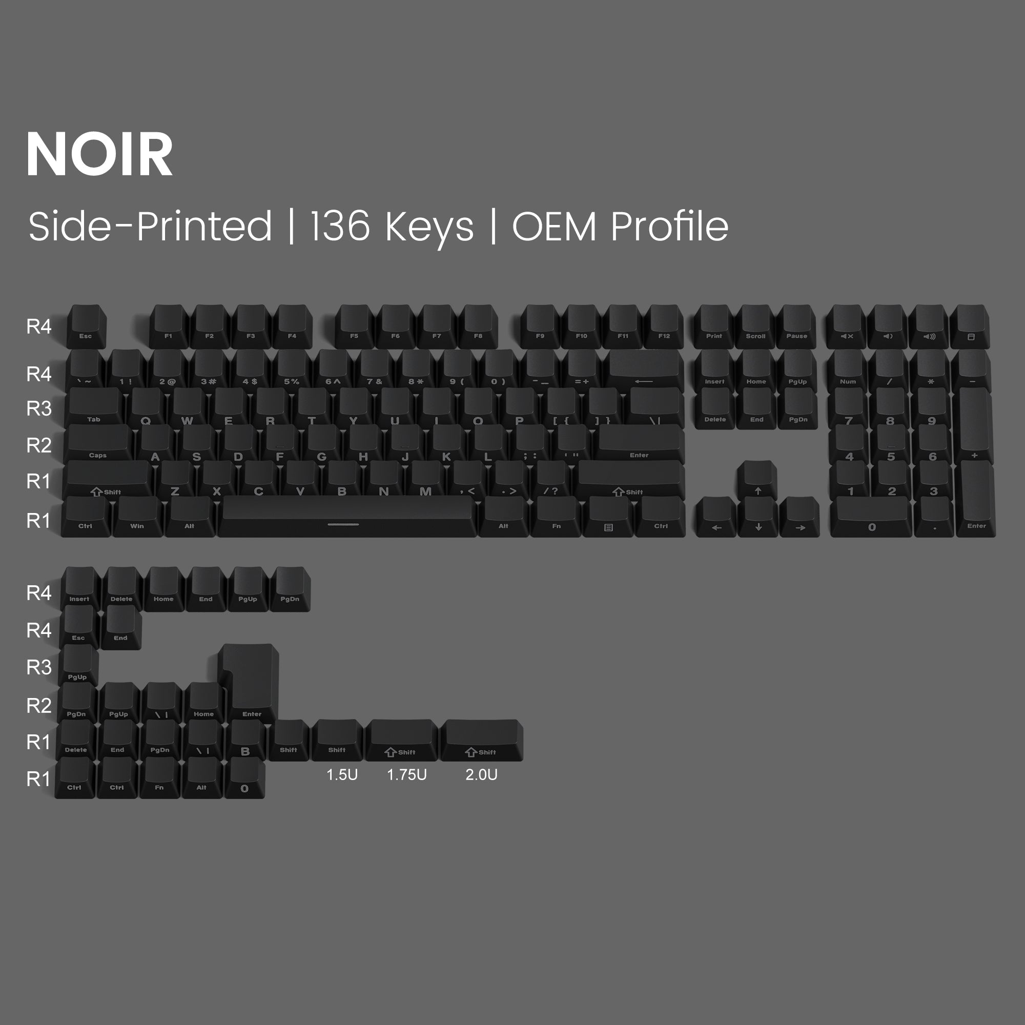 Womier Gradient Series 136 - Key Side - Printed OEM Profile Keycap (6 Colors) - Womier Keyboard