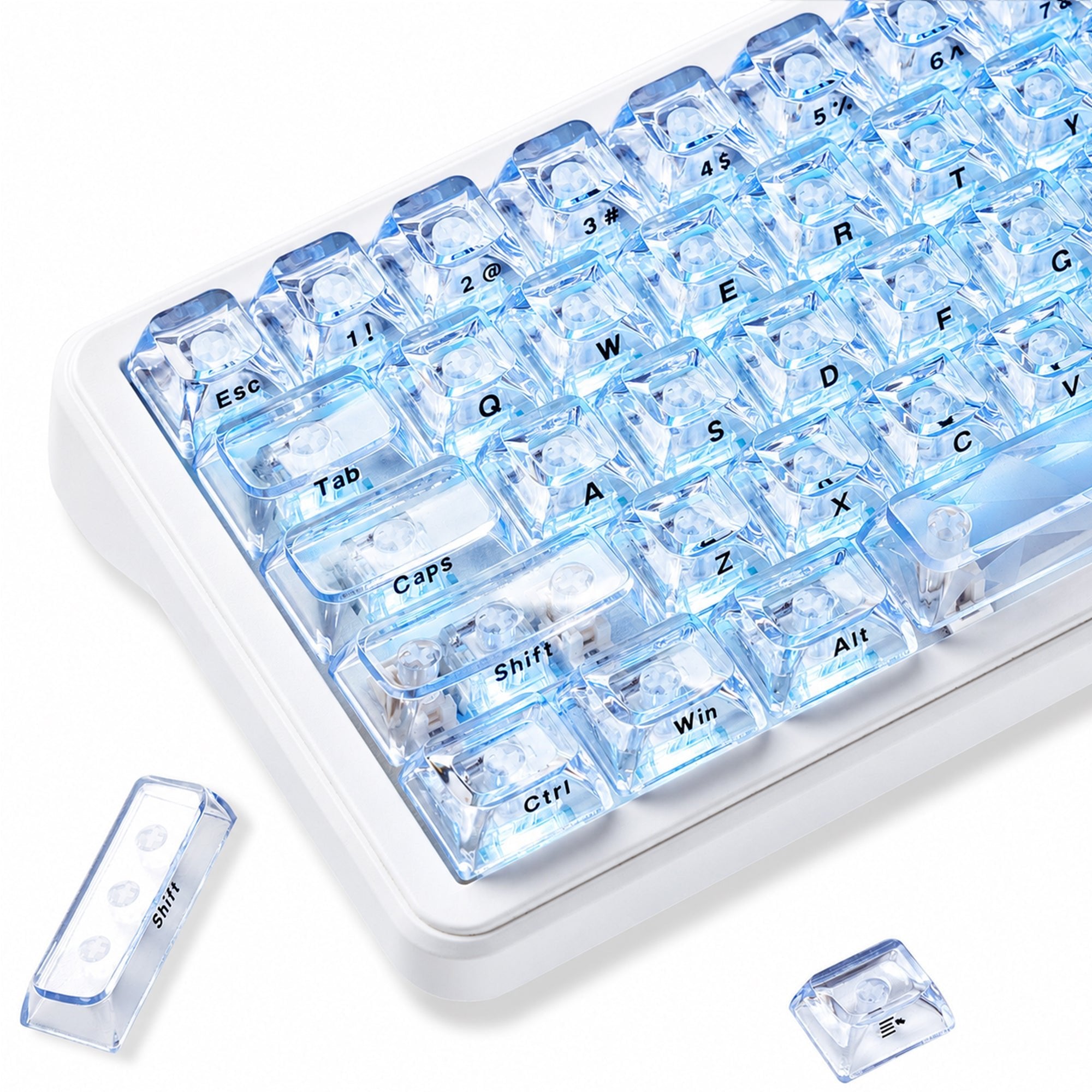 Womier Ice Cube Clear 126 keys Keycaps - Crystal Ice Keycaps Set for Mechanical Keyboard - Womier Keyboard