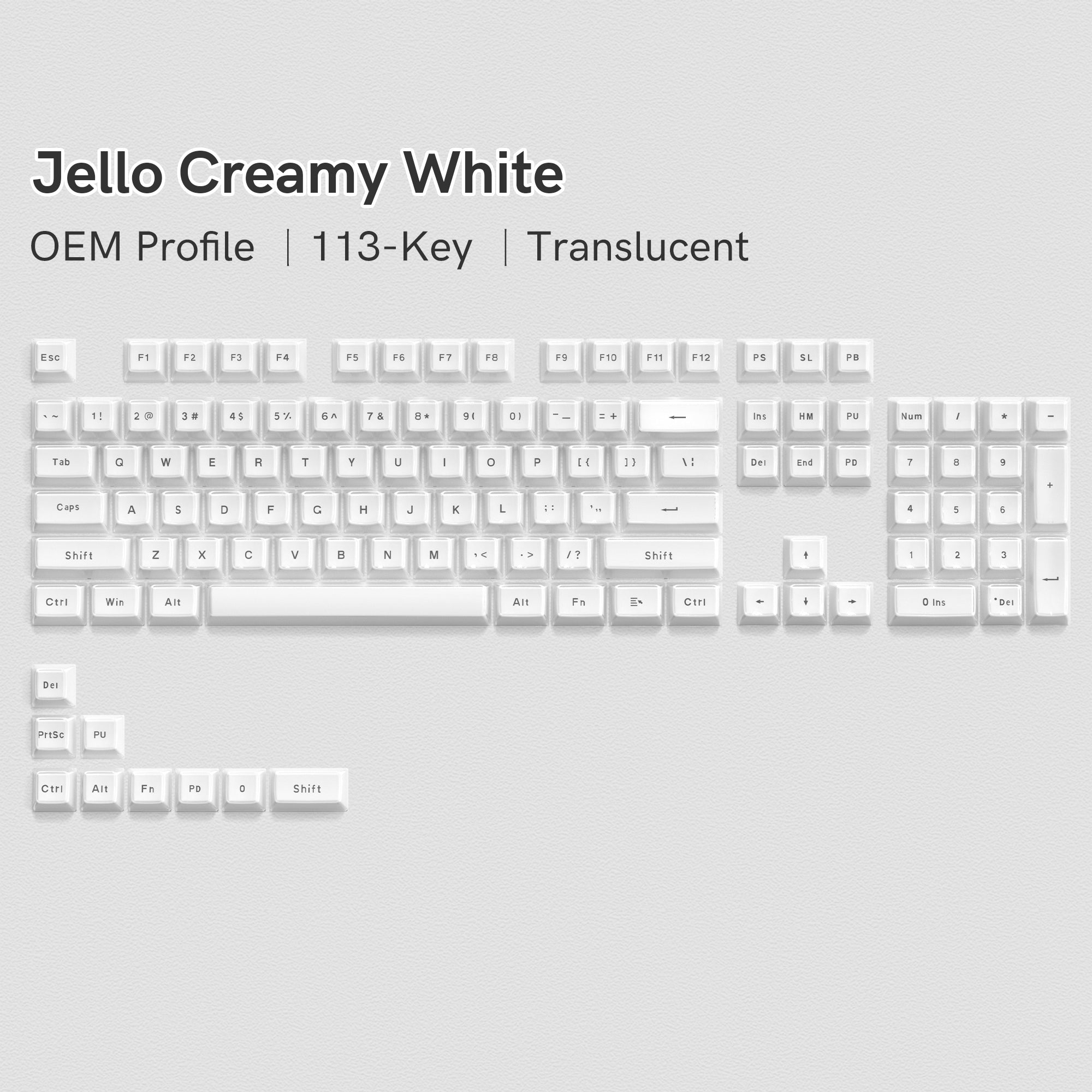 Womier Jello Side - Printed Translucent OEM Profile Keycap (113 - Key) - Womier Keyboard