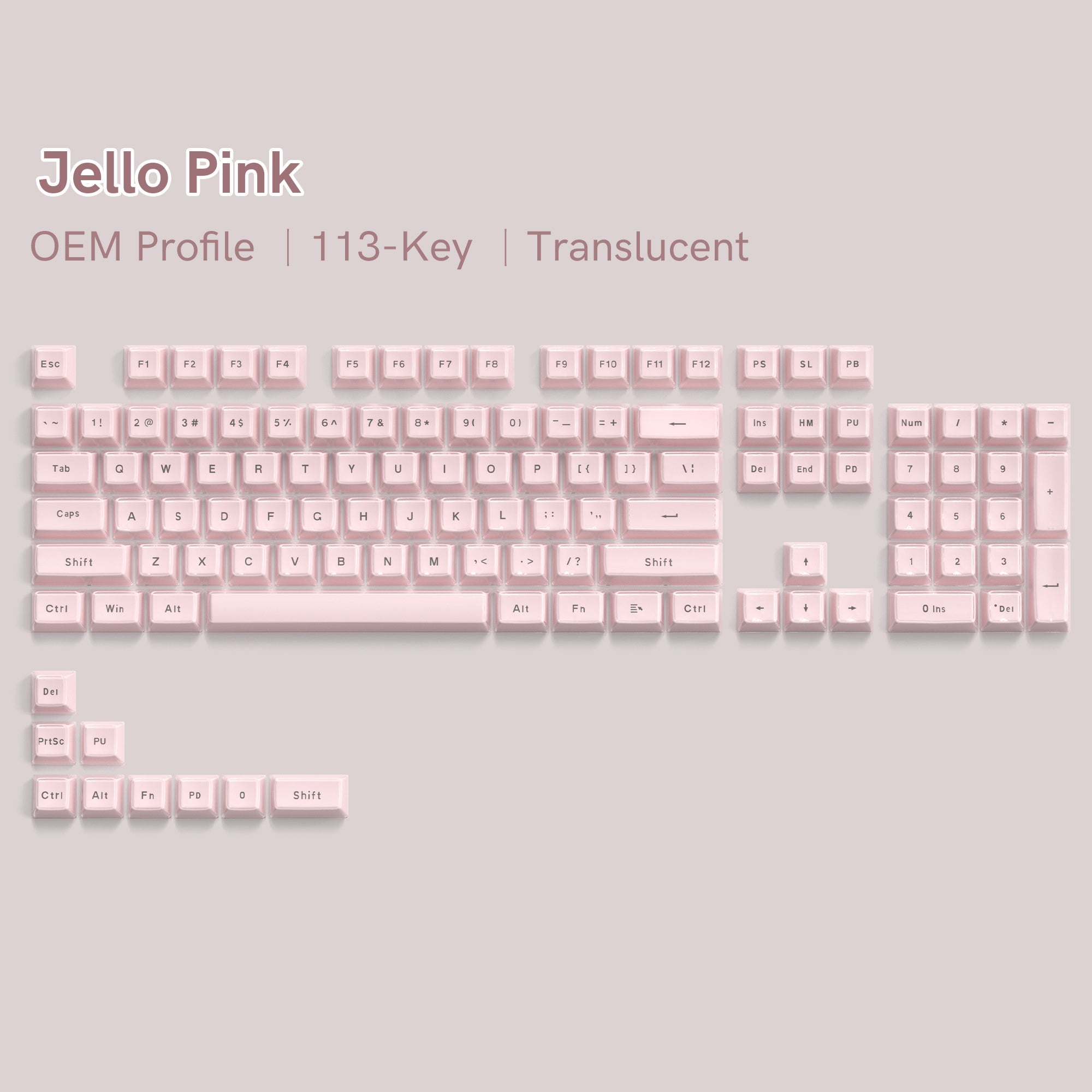 Womier Jello Side - Printed Translucent OEM Profile Keycap (113 - Key) - Womier Keyboard