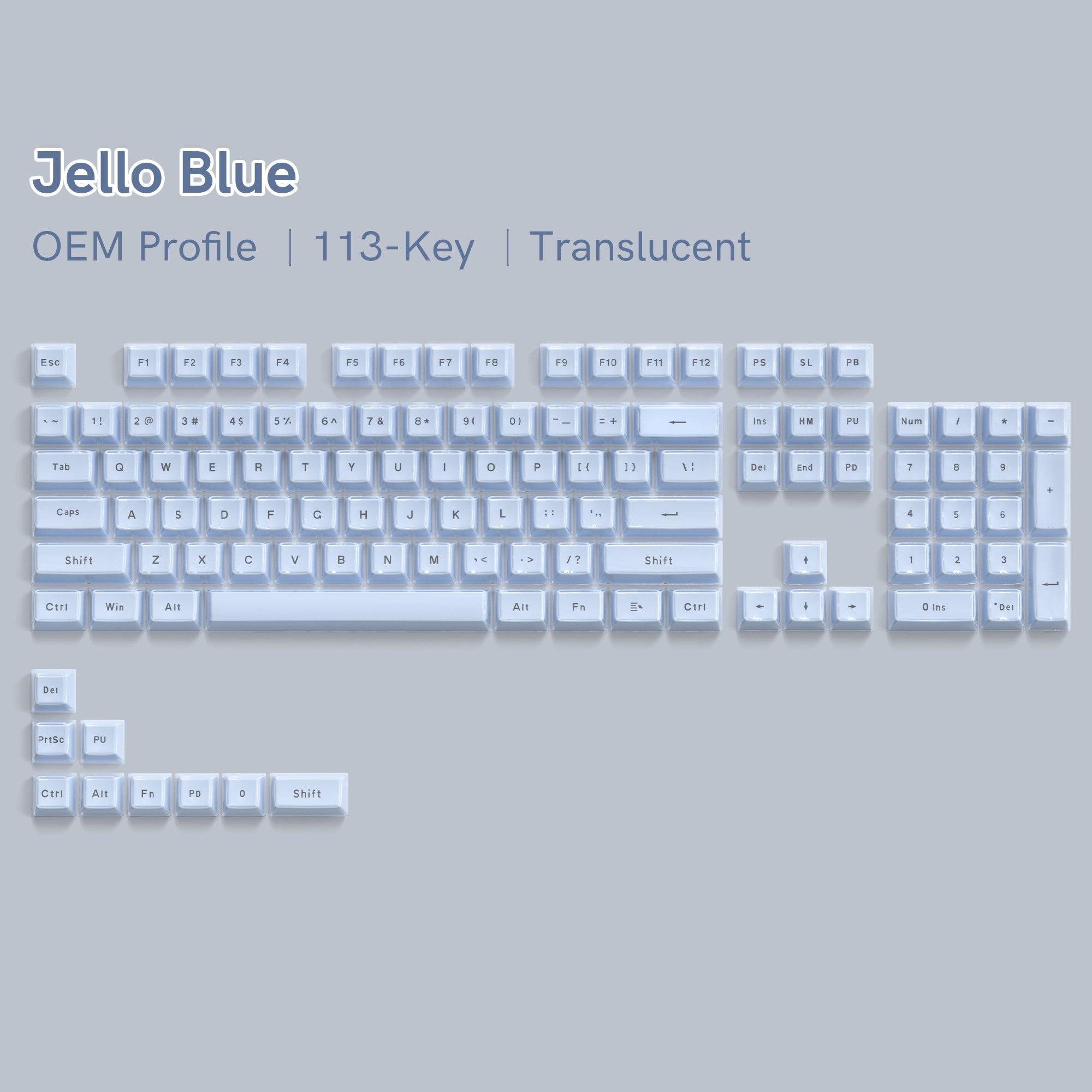 Womier Jello Side - Printed Translucent OEM Profile Keycap (113 - Key) - Womier Keyboard