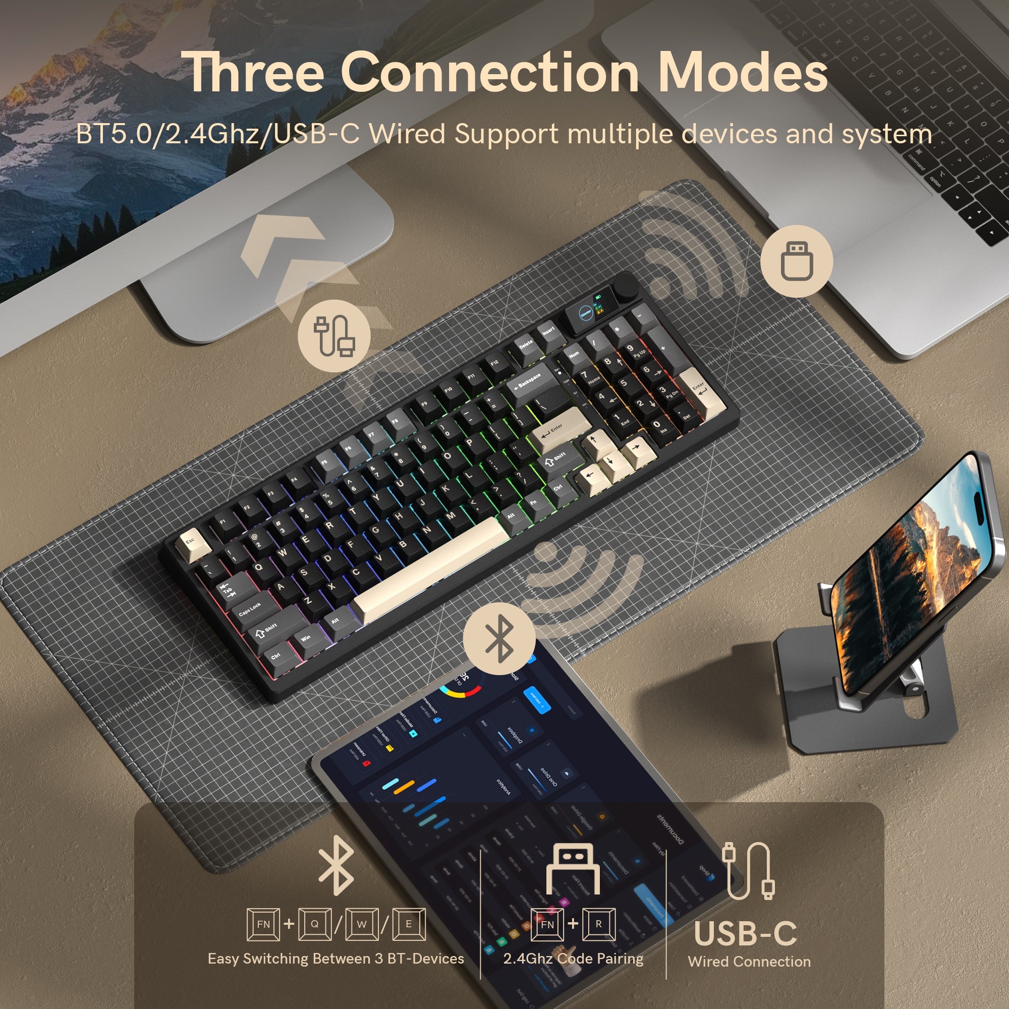 Womier M98 96% Wireless Mechanical Keyboard with Mini Display and Knob - Womier Keyboard