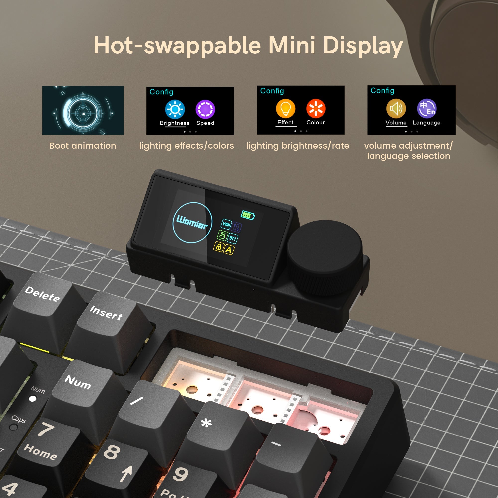 Womier M98 96% Wireless Mechanical Keyboard with Mini Display and Knob - Womier Keyboard