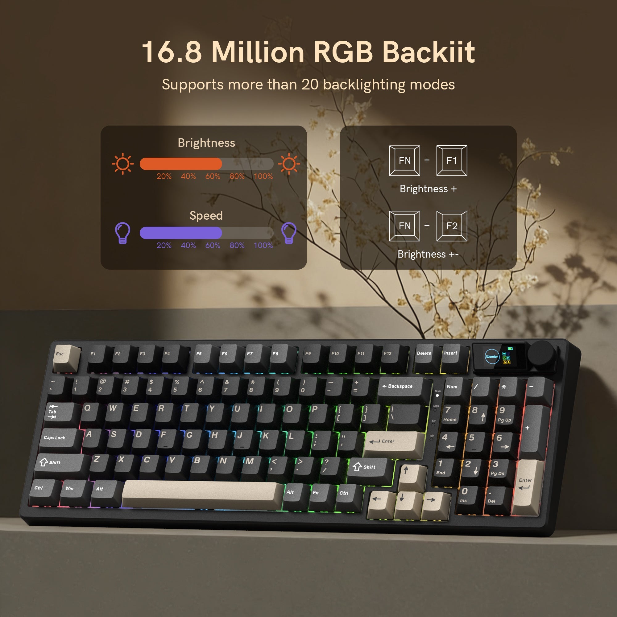 Womier M98 96% Wireless Mechanical Keyboard with Mini Display and Knob - Womier Keyboard