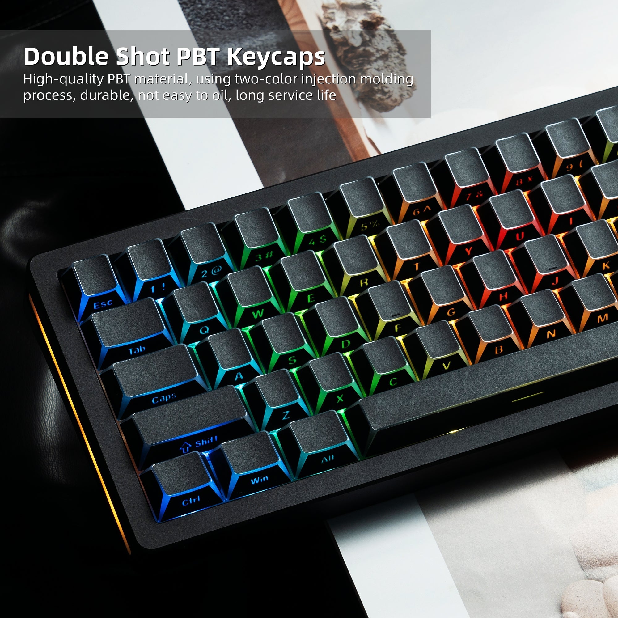 Womier Manga Black PBT Keycaps: Side - Printed Shine - Through Set for Mechanical Keyboards - Womier Keyboard
