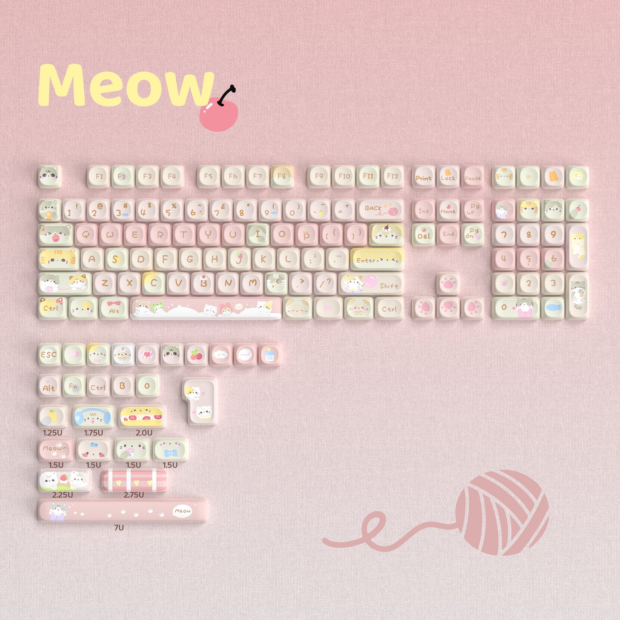 Womier Meow MOA Profile Dye - Sublimation PBT Keycap Set - Womier Keyboard