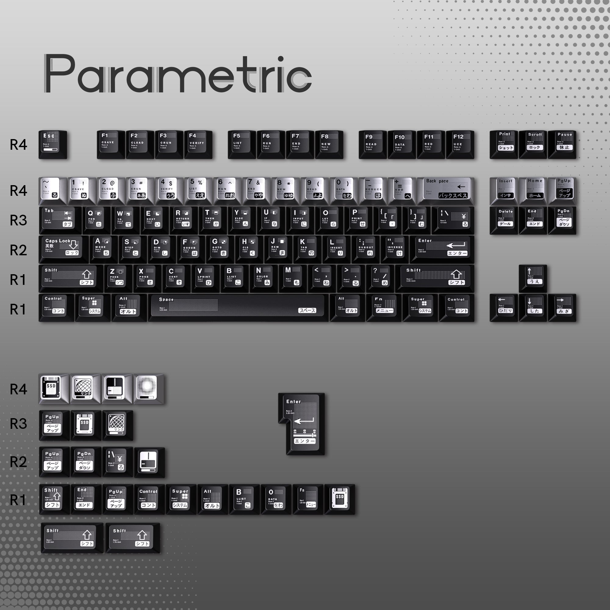 Womier Parametric 112 - Key Cherry Profile Metallic Coating Keycap Set - Womier Keyboard