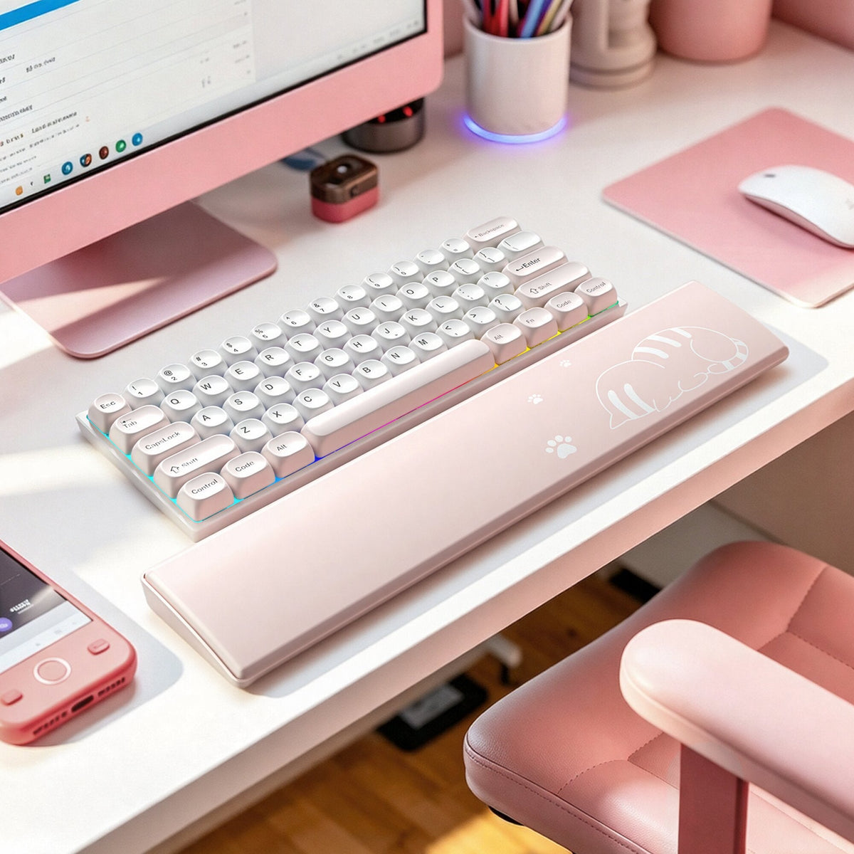 Womier Pink Cat Keyboard Wrist Rest - Womier Keyboard