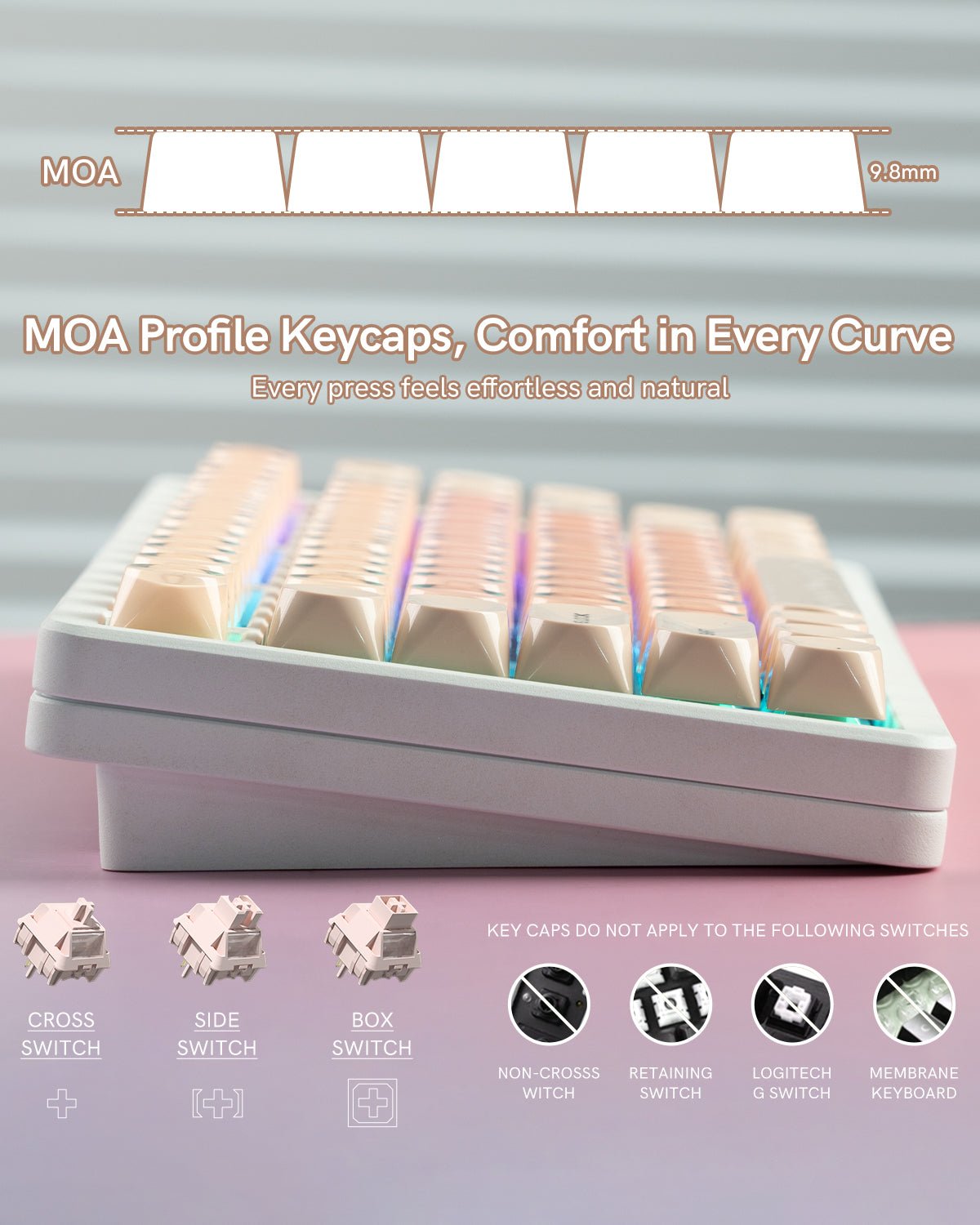 Womier Pink MOA Profile Dye - Sublimation PBT Keycap Set - Womier Keyboard