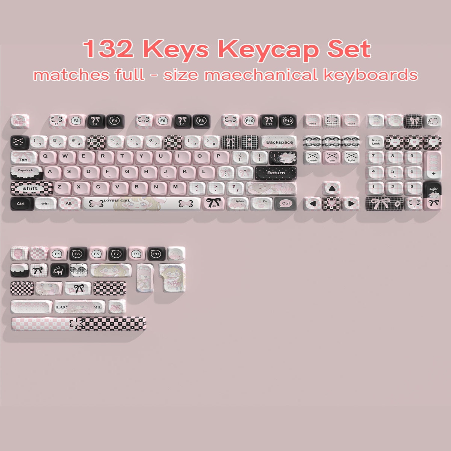 Womier Plaid Girl MOA Profile Dye - Sublimation PBT Keycap Set - Womier Keyboard