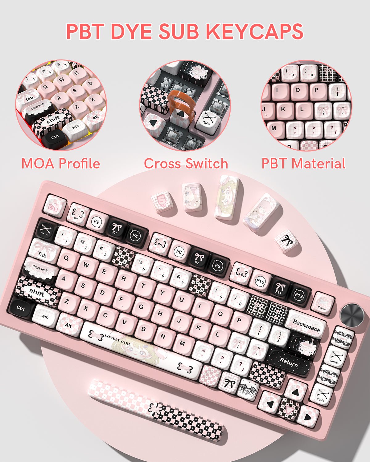 Womier Plaid Girl MOA Profile Dye - Sublimation PBT Keycap Set - Womier Keyboard