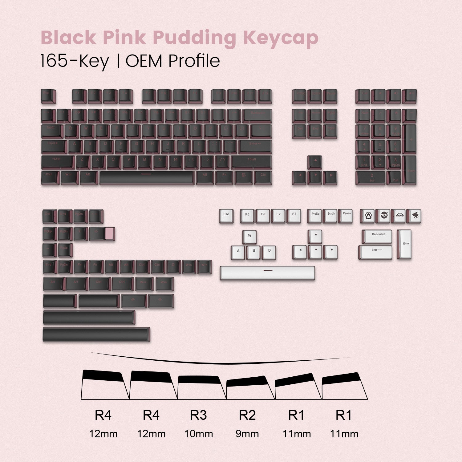 Womier Pudding V2 OEM Profile 165 - Key PBT Keycap - Womier Keyboard
