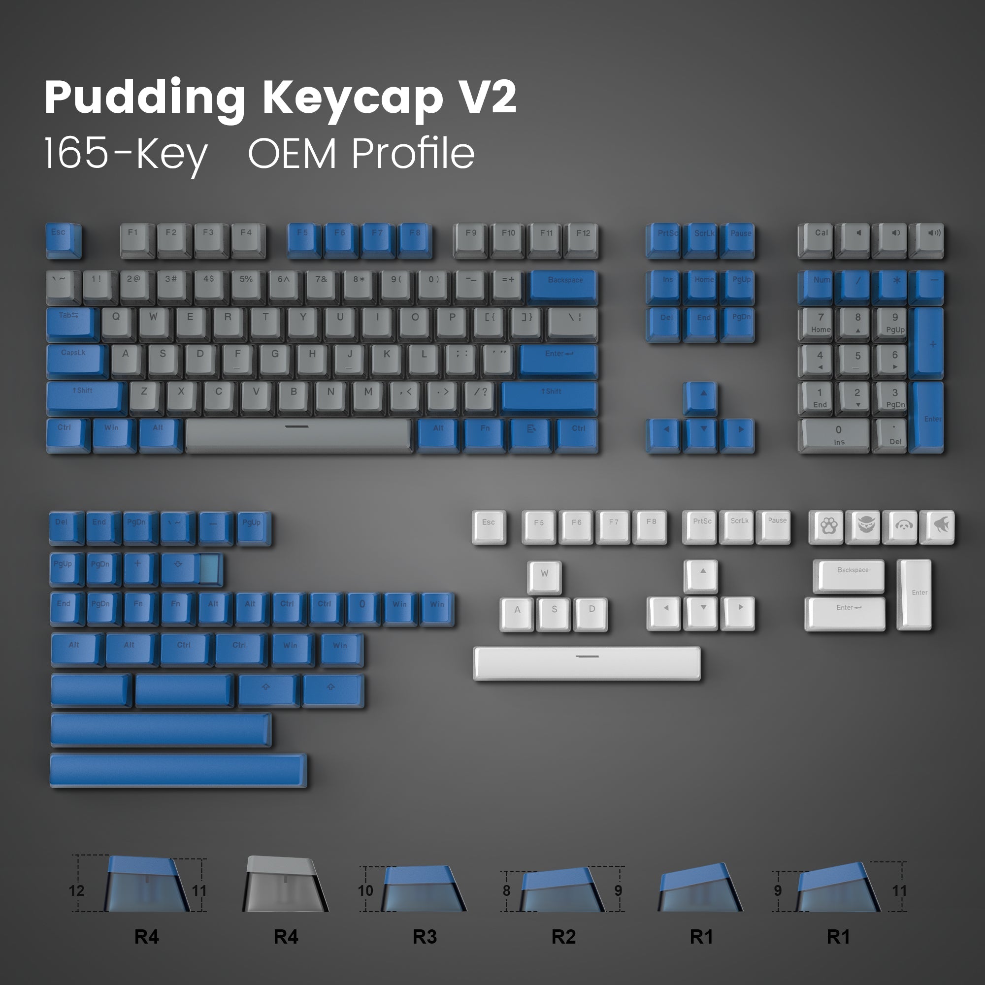 Womier Pudding V2 OEM Profile 165 - Key PBT Keycap - Womier Keyboard