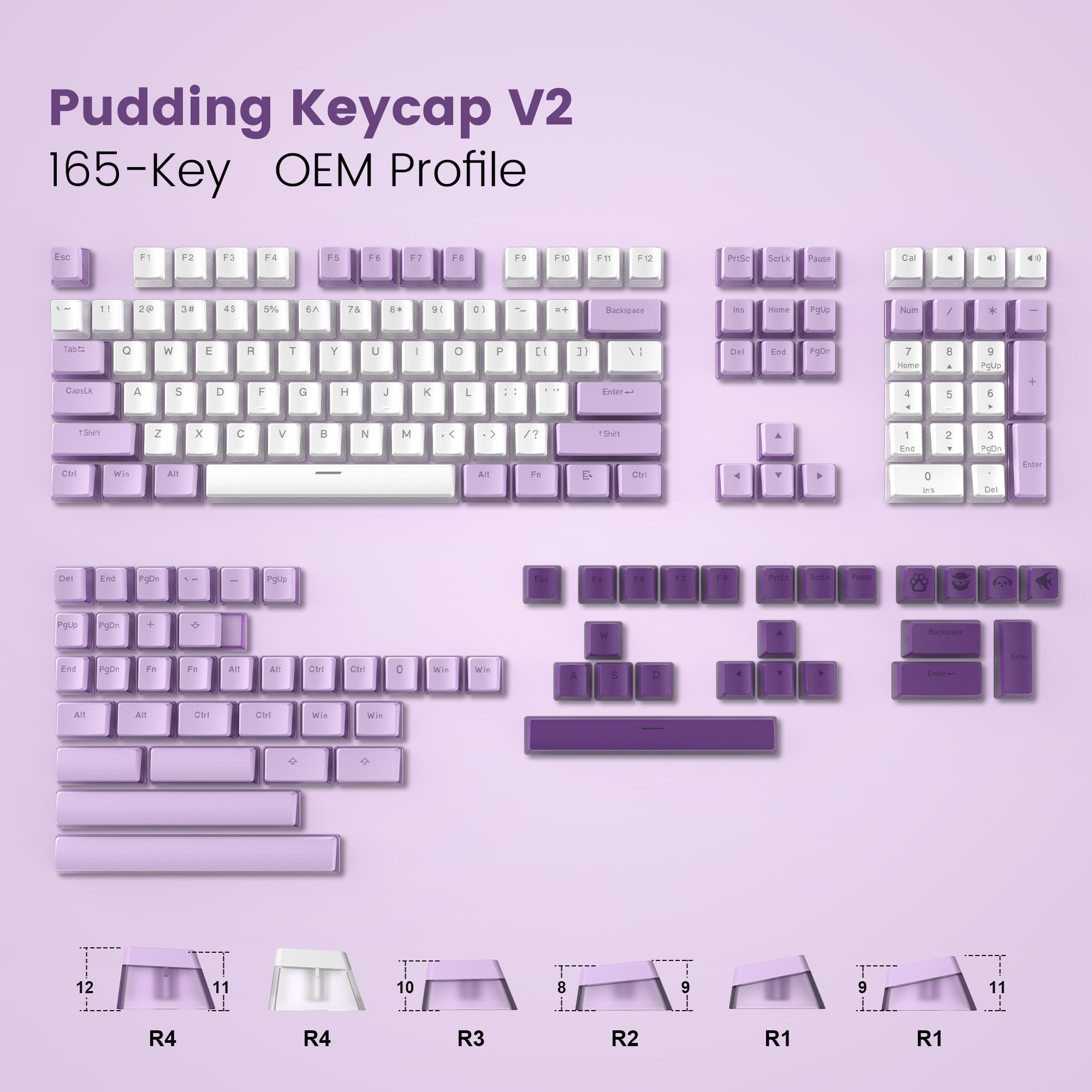 Womier Pudding V2 OEM Profile 165 - Key PBT Keycap - Womier Keyboard