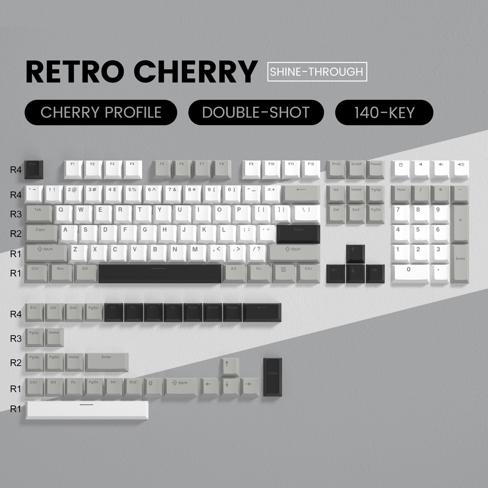 Womier Retro Cherry Series Double - Shot Cherry Profile PBT Keycaps - Womier Keyboard