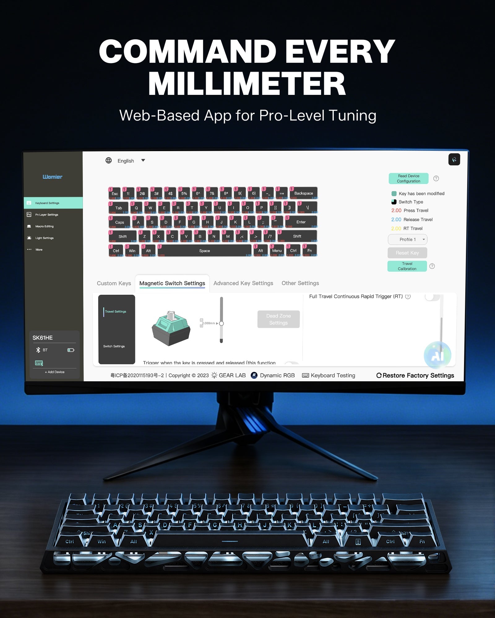Womier SK61 HE 60% Hall Effect Wireless Gaming Keyboard - Womier Keyboard