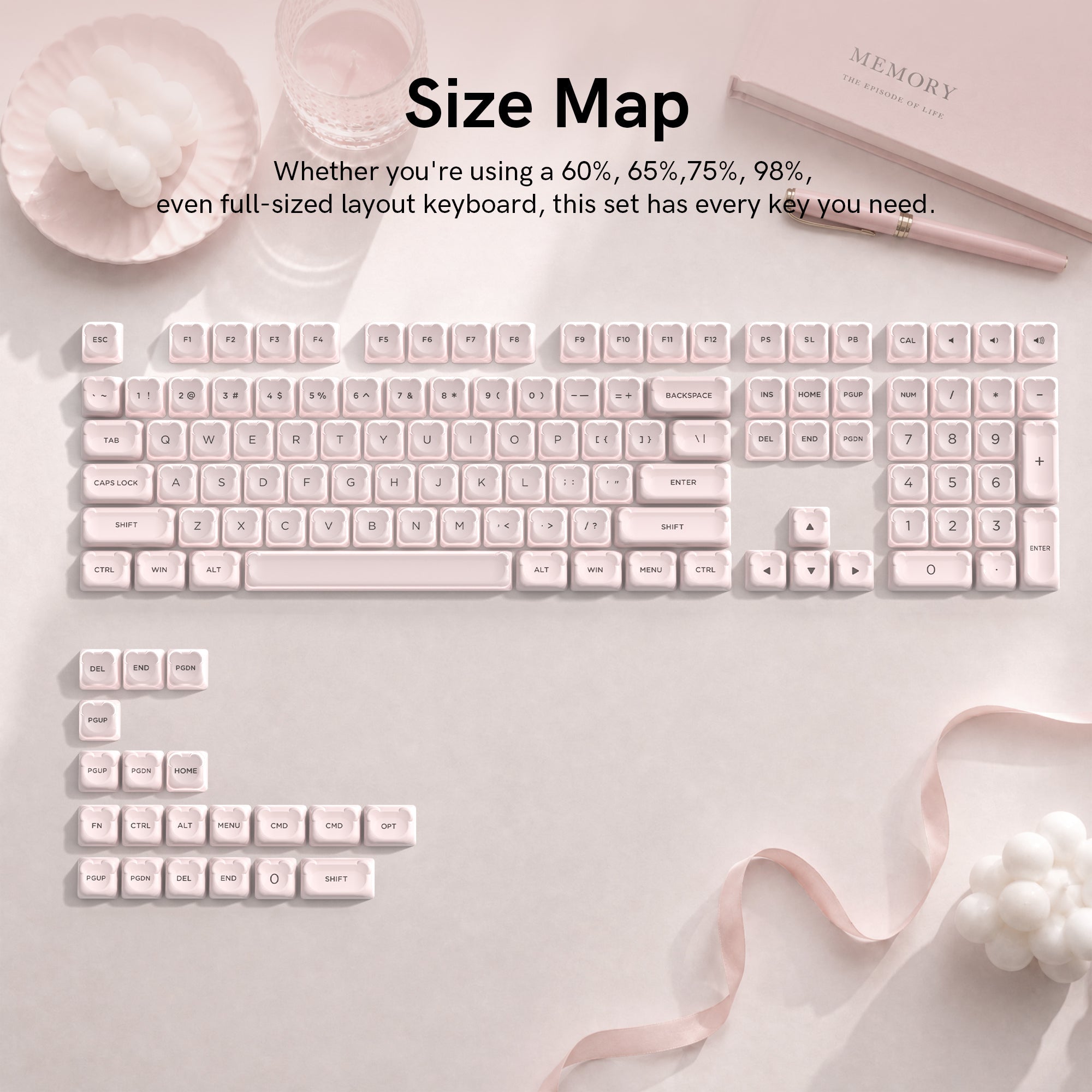 Womier Snow Bear MOA Profile Keycaps (128-Key) - Womier Keyboard