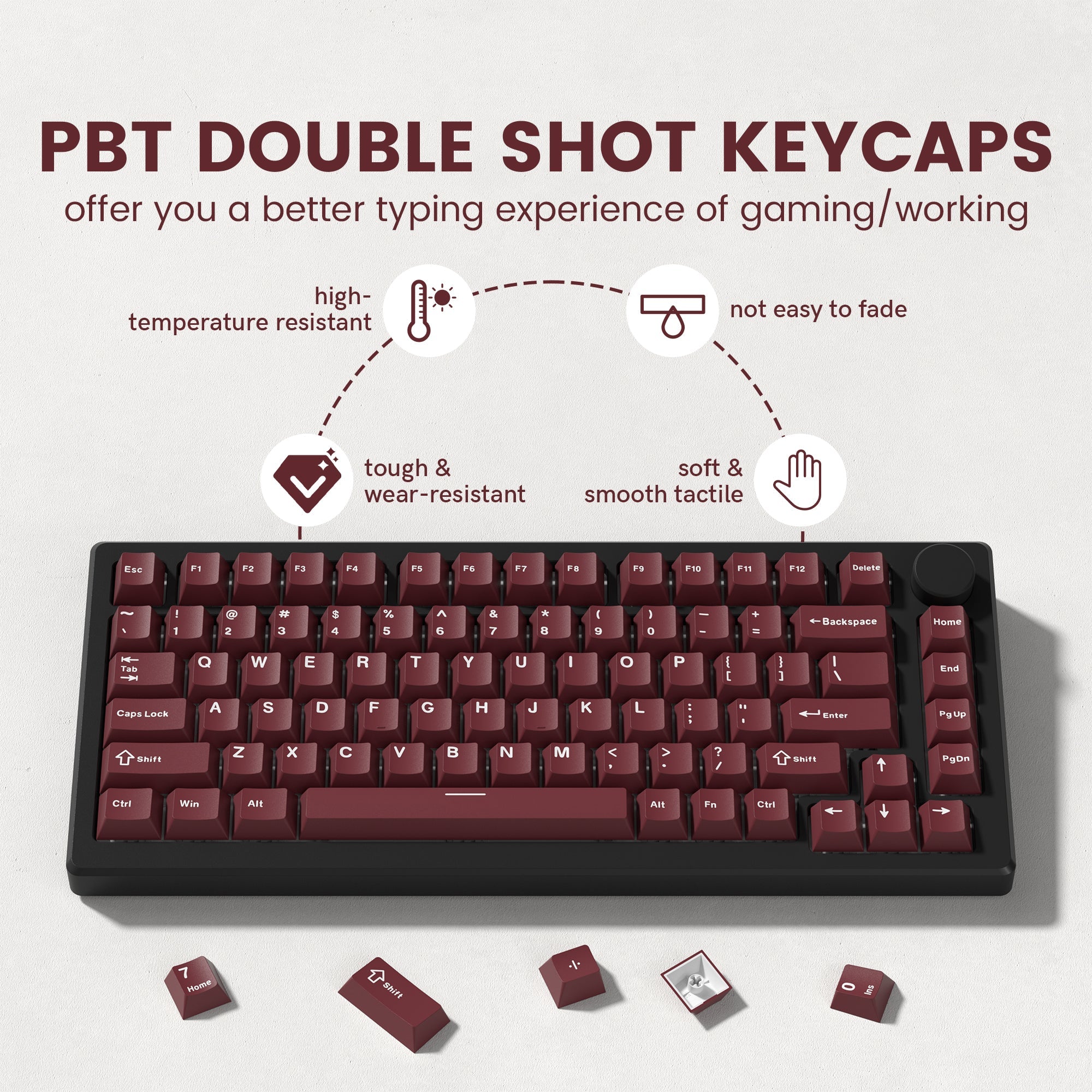 Womier Solid Color Cherry Profile PBT Double - Shot Keycaps – 2 Color Options - Womier Keyboard