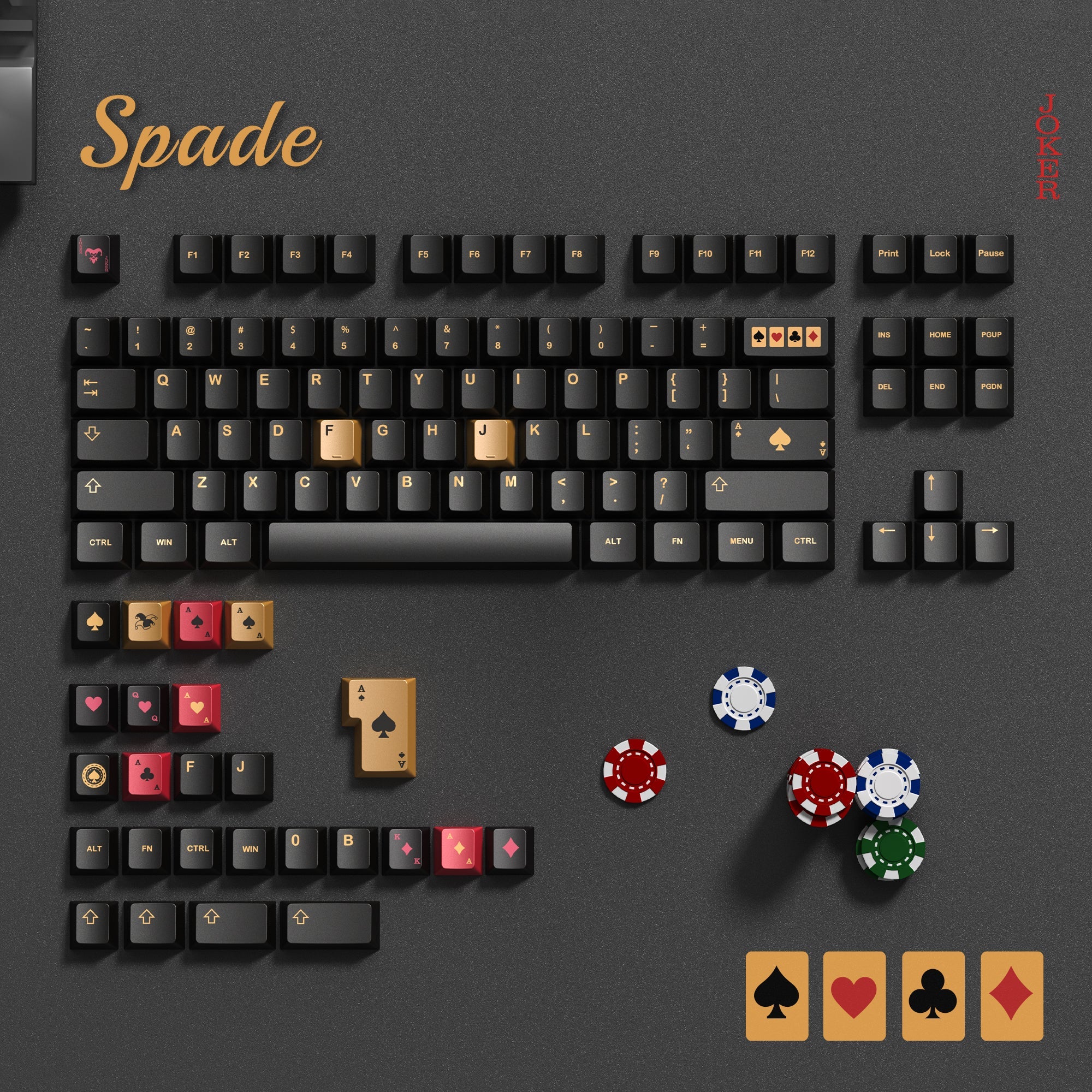 Womier Spade 112 - Key Cherry Profile Metallic Coating Keycap Set - Womier Keyboard