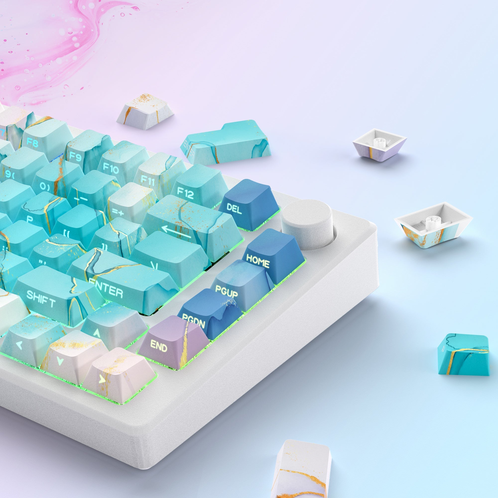 Womier Sparkles Cherry Profile 131 - Key Side - Printed Dye - Sub PBT Keycap Set - Womier Keyboard