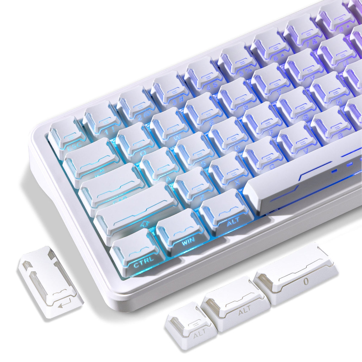 Womier Star Prism White-Blue Cherry Profile Shine-Through Keycap Set (136-Key) - Womier Keyboard