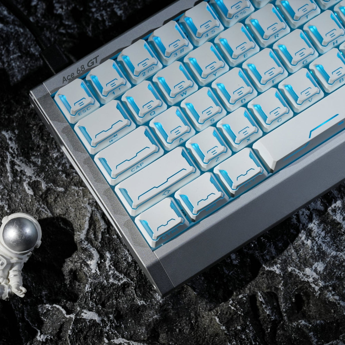 Womier Star Prism White-Blue Cherry Profile Shine-Through Keycap Set (136-Key) - Womier Keyboard