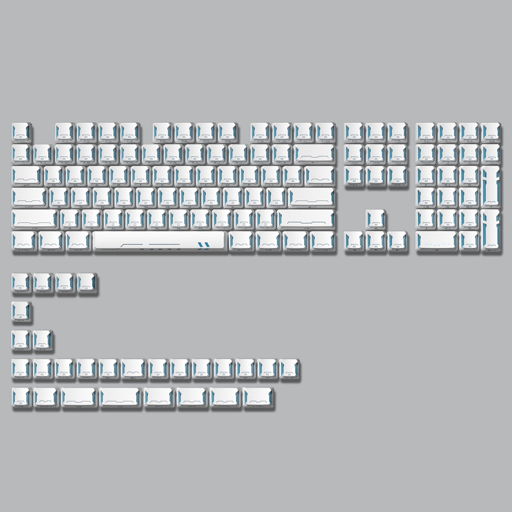 Womier Star Prism White-Blue Cherry Profile Shine-Through Keycap Set (136-Key) - Womier Keyboard