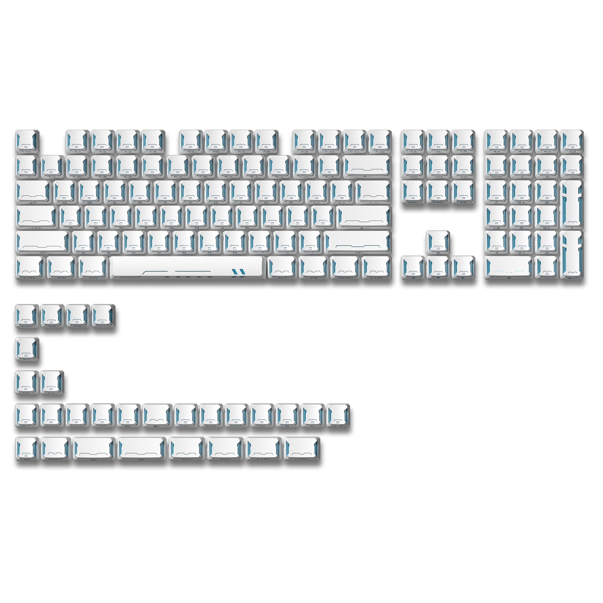 Womier Star Prism White-Blue Cherry Profile Shine-Through Keycap Set (136-Key) - Womier Keyboard