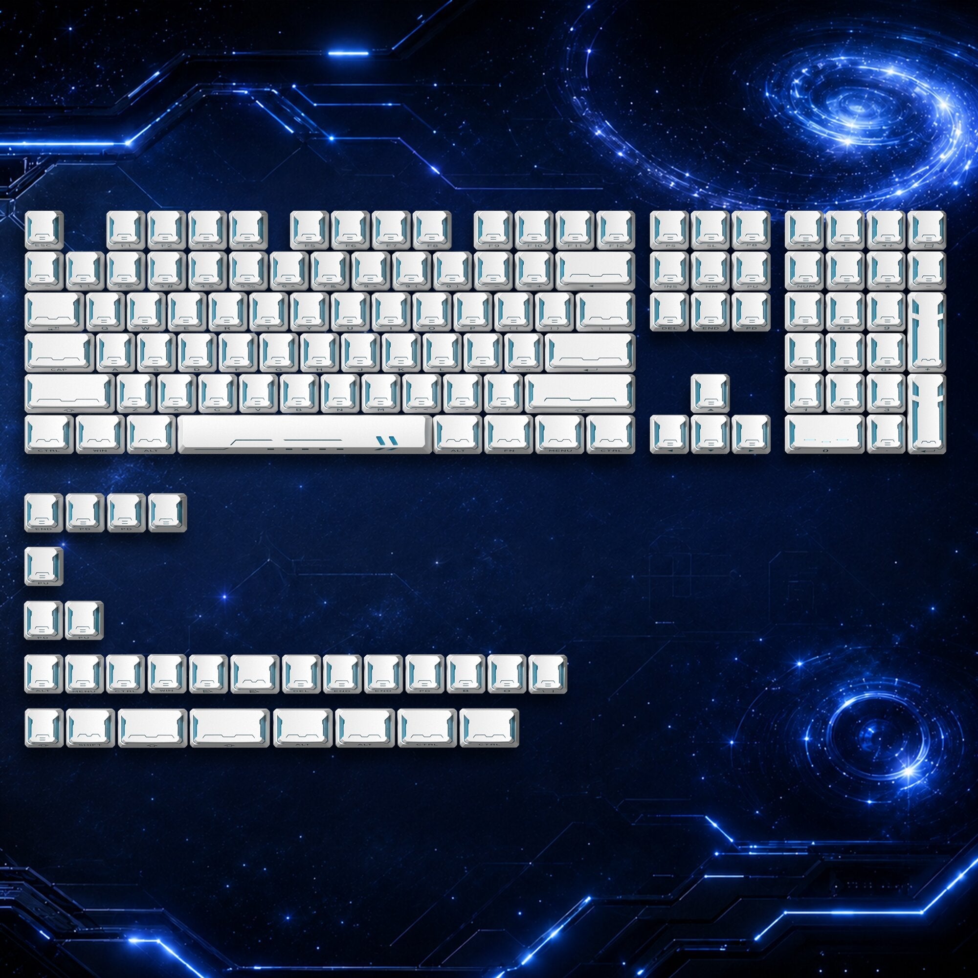Womier Star Prism White-Blue Cherry Profile Shine-Through Keycap Set (136-Key) - Womier Keyboard