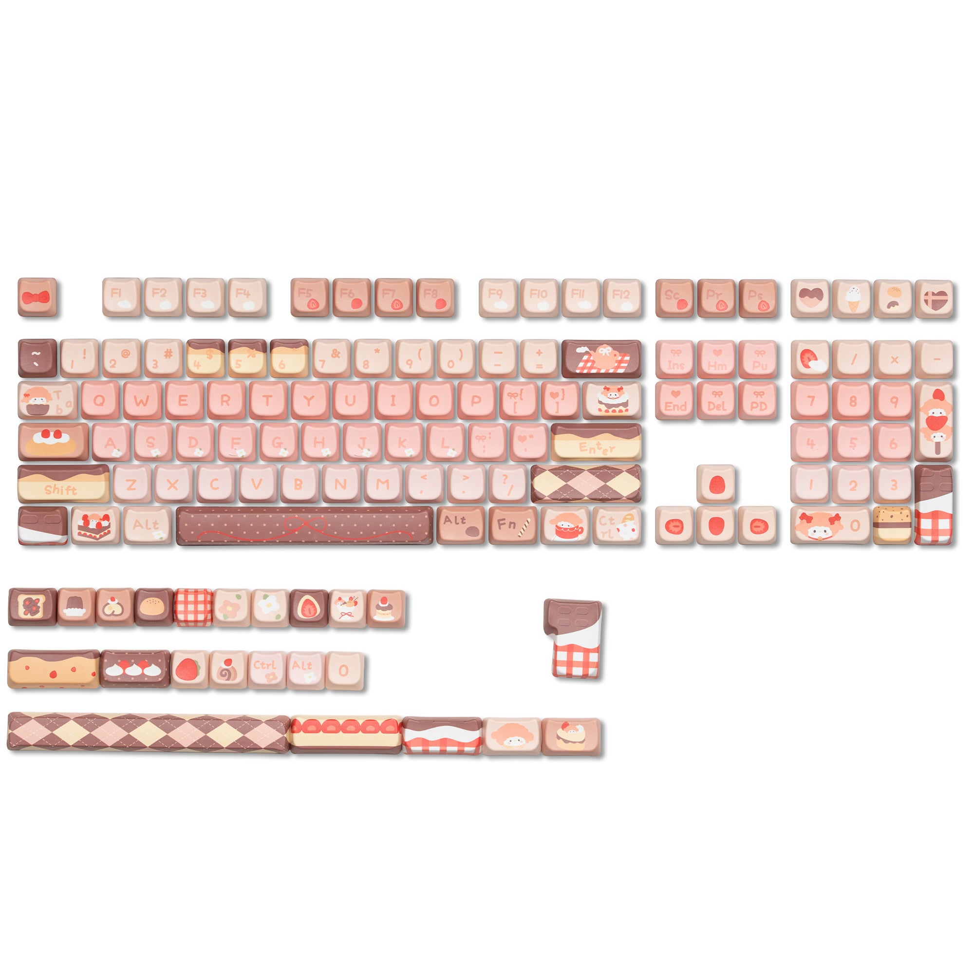 Womier Strawberry Chocolate MOA Profile PBT Keycap Set – Full 131 Keys Layout