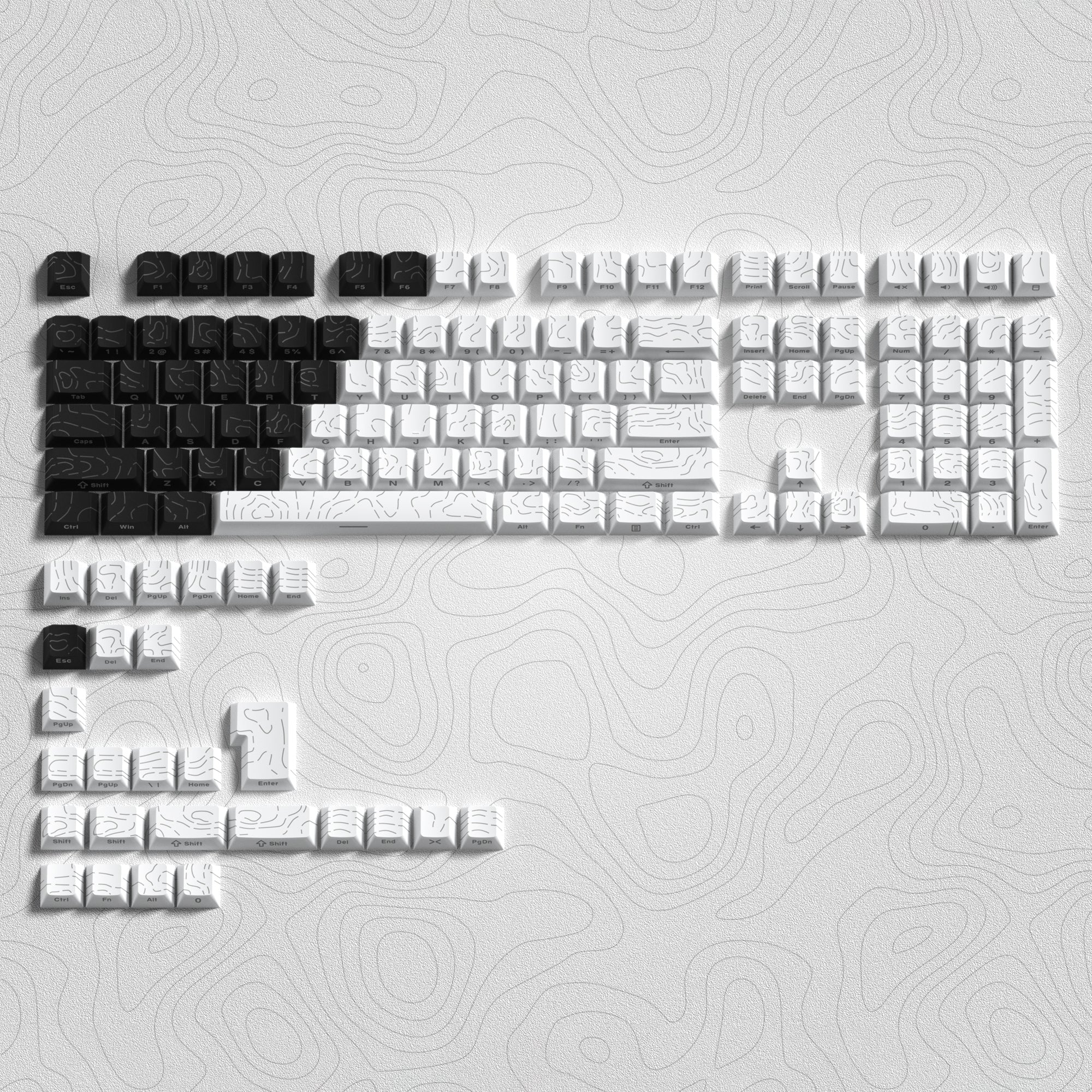Womier Topographic Series Cherry Profile Side - Printed Shine - Through Keycap Set - Womier Keyboard