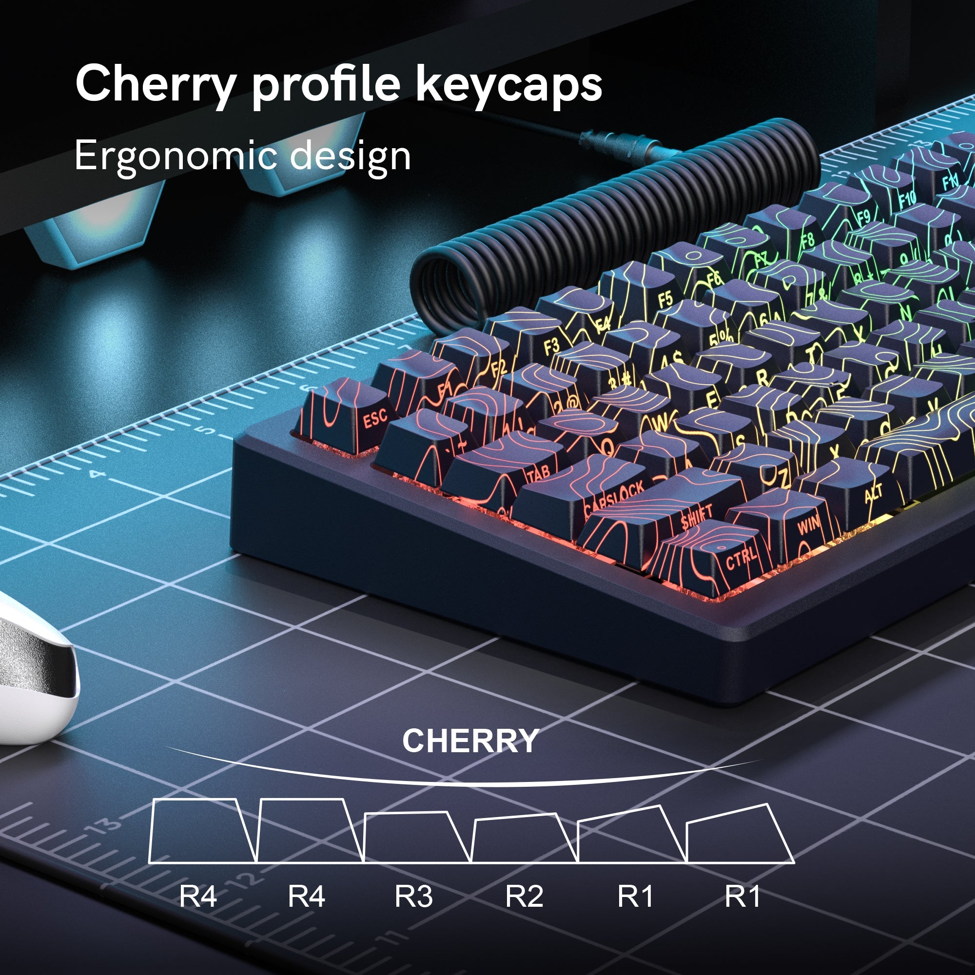 Womier Topographic Series Cherry Profile Side - Printed Shine - Through Keycap Set - Womier Keyboard