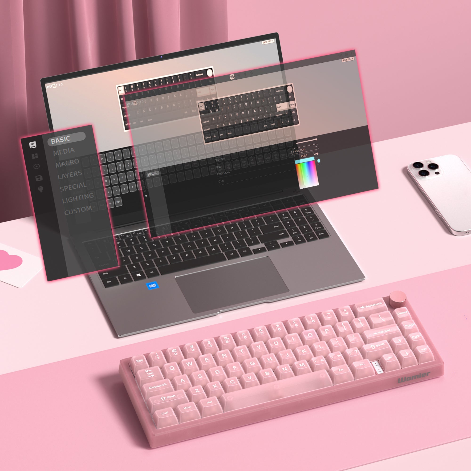 Womier VK66 Pro VIA Support 66 - Key Gasket Mechanical Keyboard with Knob - Womier Keyboard