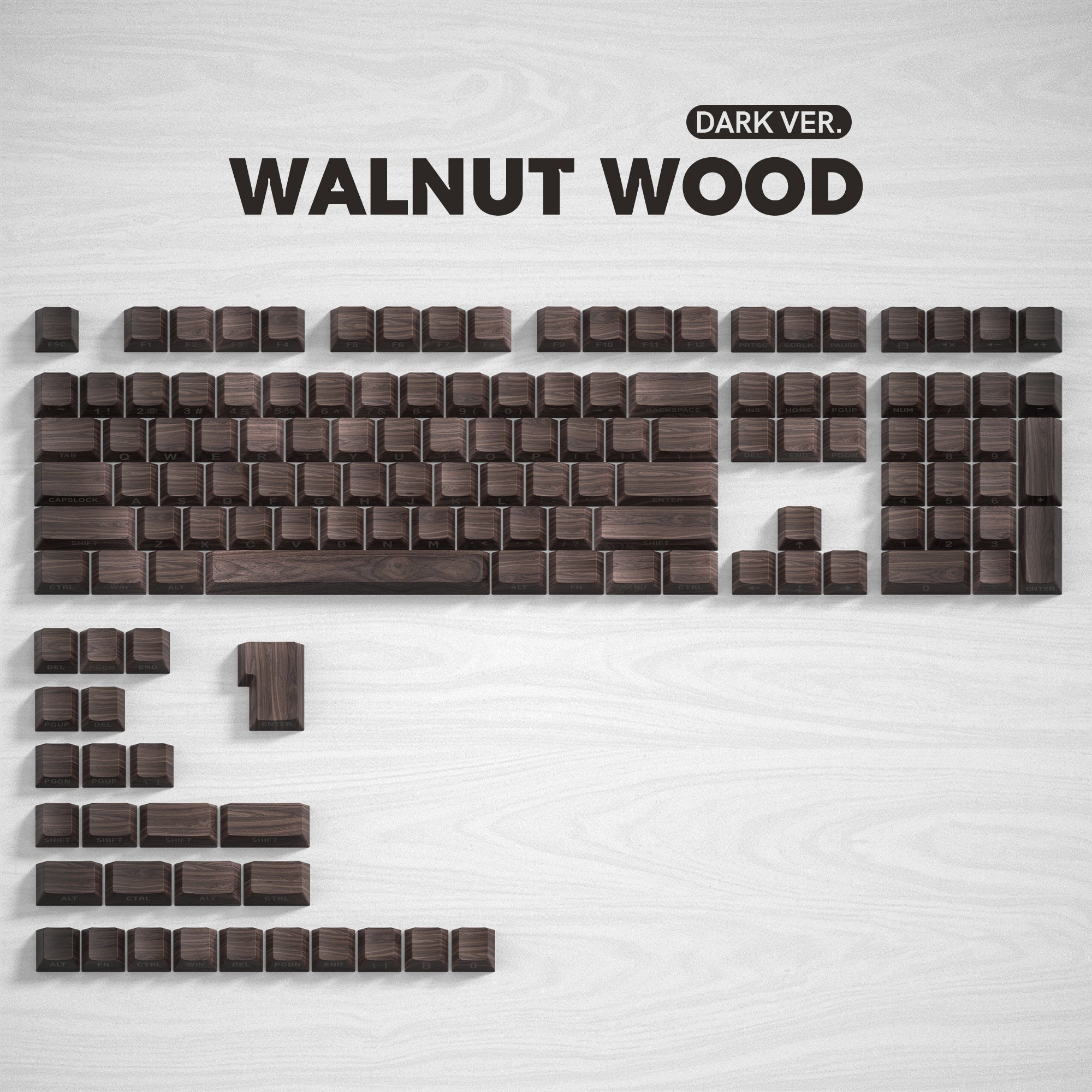 Womier Walnut Wood Side - Printed Cherry Profile Dye - Sub PBT Keycap Set - Womier Keyboard