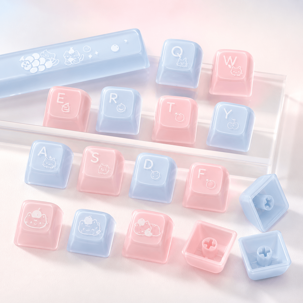 Womier White Cat OEM Profile Frosted Translucent Keycap Set (113‑Key) - Womier Keyboard