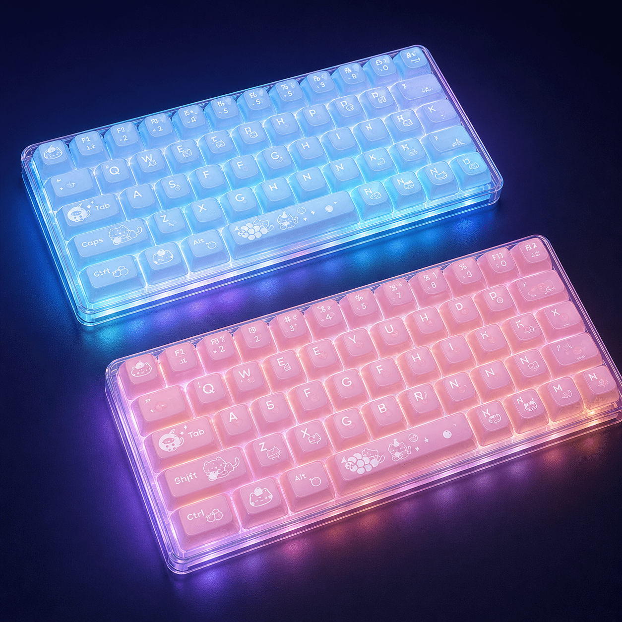 Womier White Cat OEM Profile Frosted Translucent Keycap Set (113‑Key) - Womier Keyboard