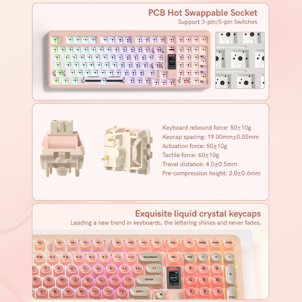 Womier WK98 98% Mechanical Gaming Keyboard With Multimedia Screen - Womier Keyboard