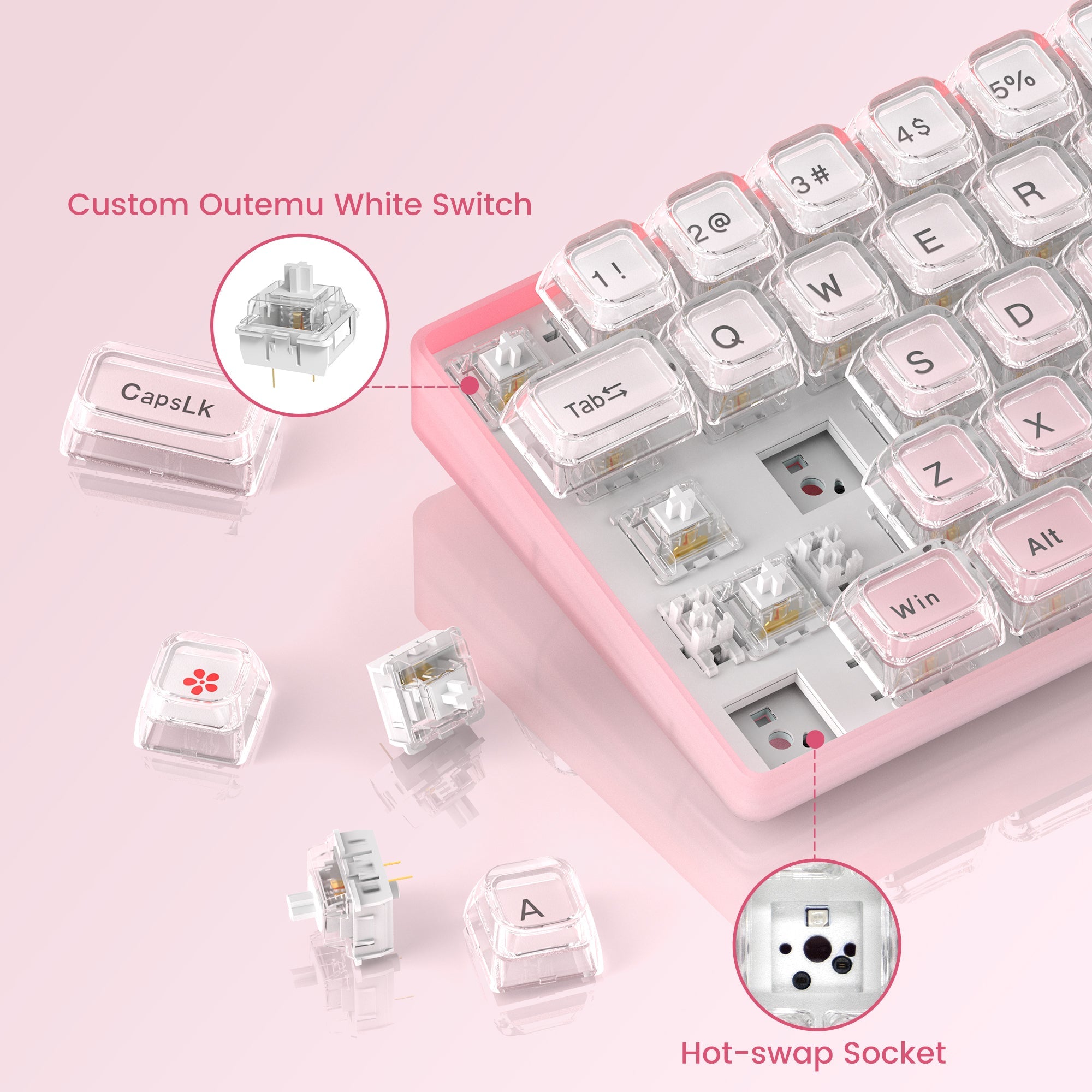 Womier WK68 Hot-swappable 68 Keys Wired Mechanical Keyboard