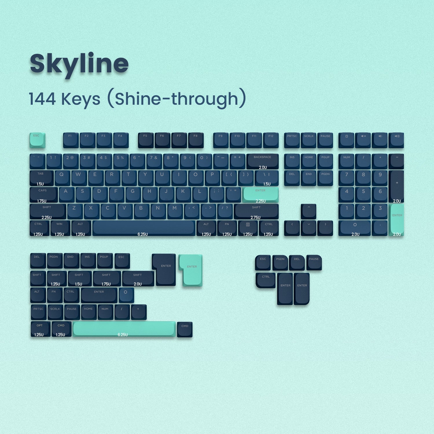 Skyline R1 Low Profile PBT Double-Shot Keycap Set