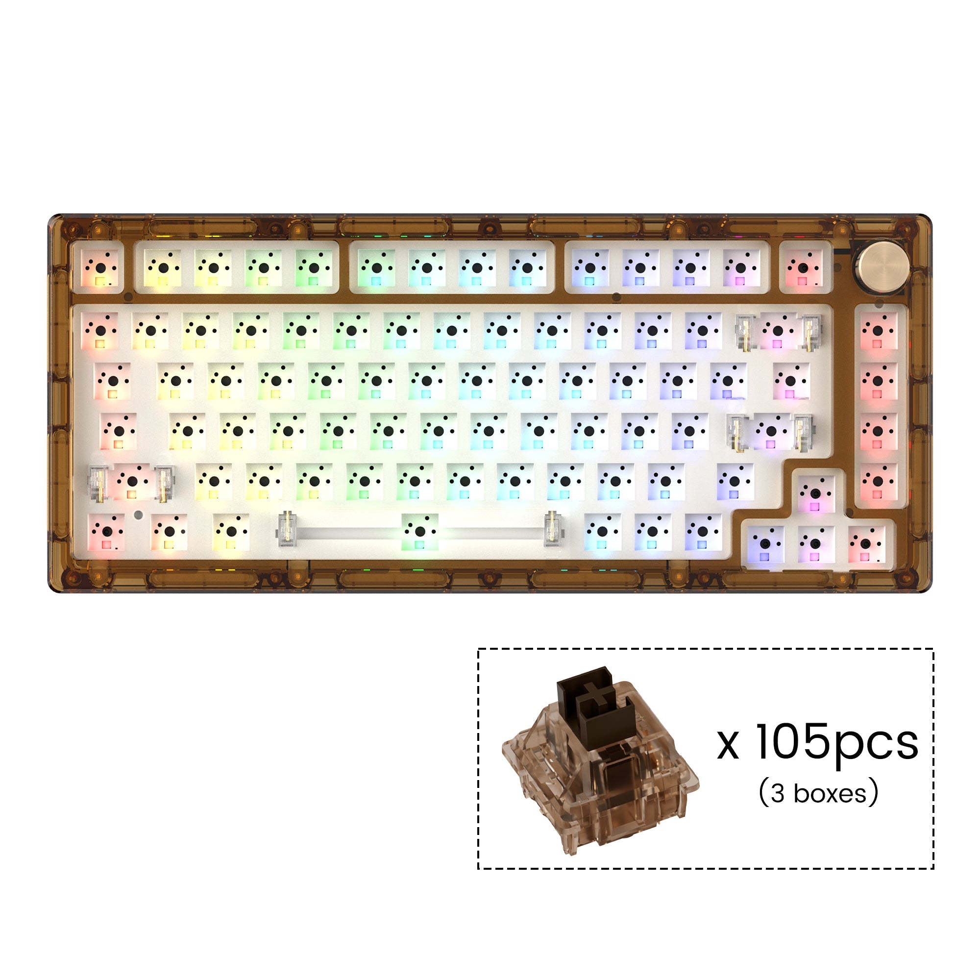 Womier G75 Coffee Themed Gasket/Top Mounted Wired Mechanical Keyboard/Barebone