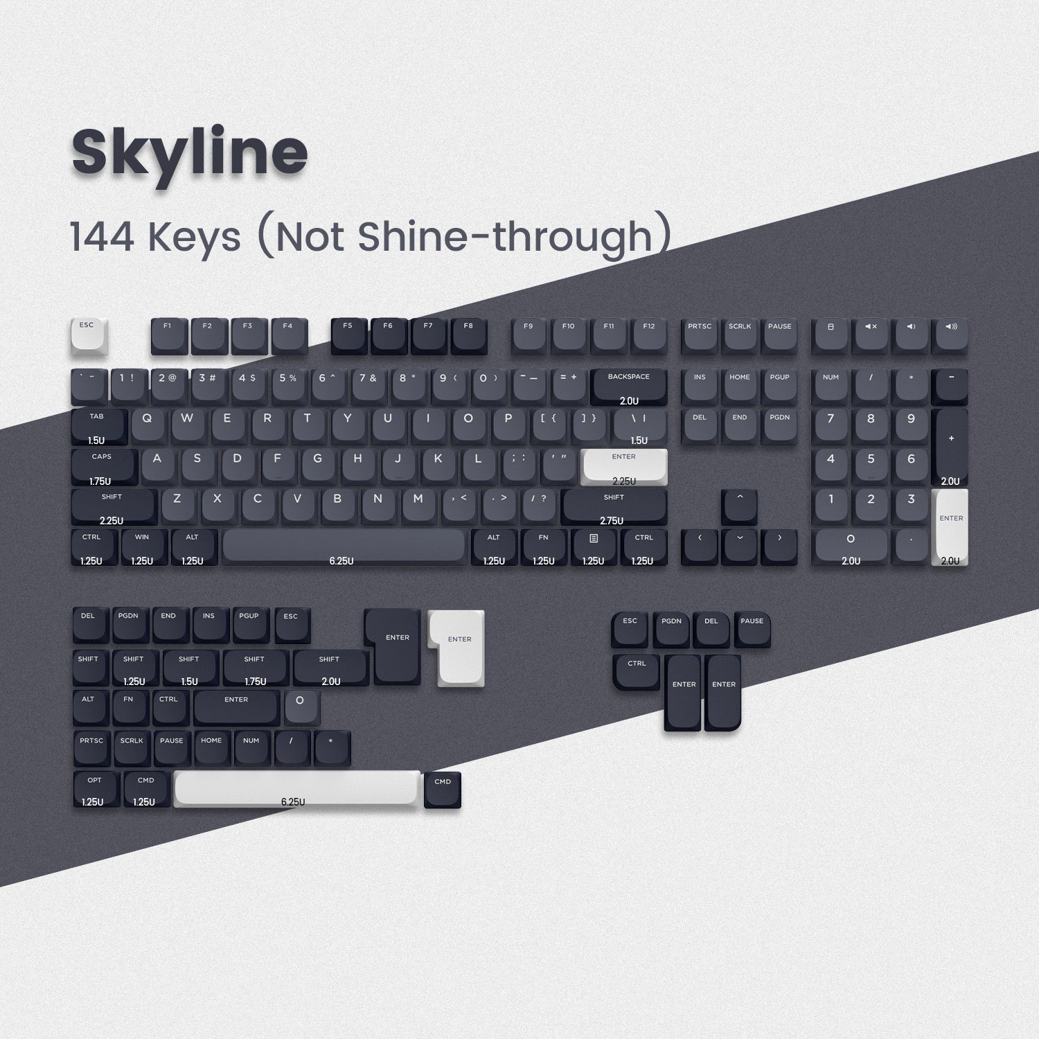 Skyline R1 Low Profile PBT Double - Shot Keycap Set - Womier Keyboard