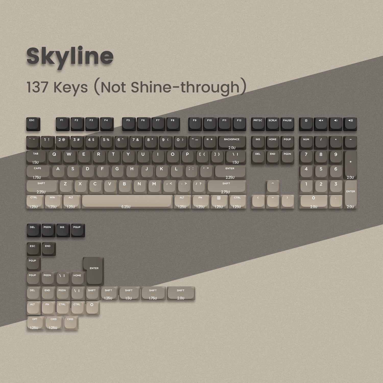 Skyline R1 Low Profile PBT Double - Shot Keycap Set - Womier Keyboard
